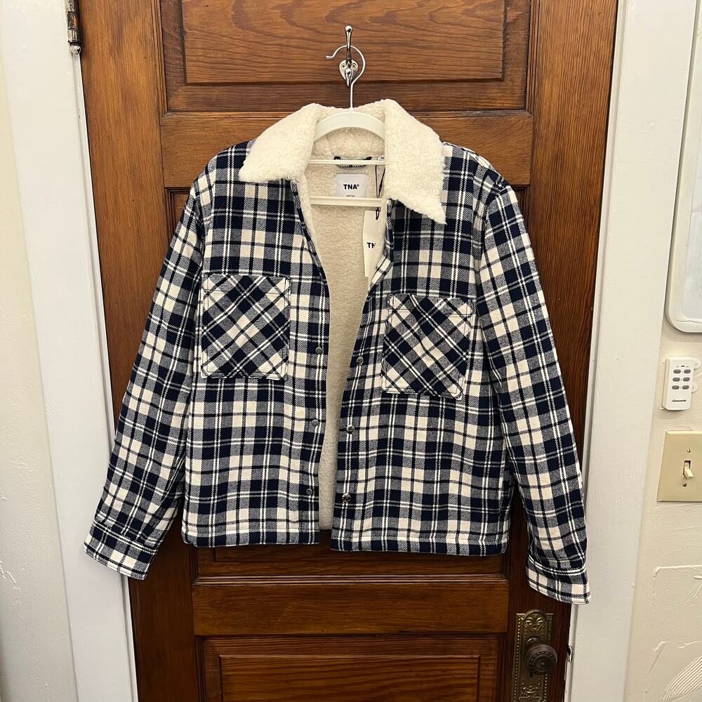 Tna Riff Shirt Jacket sz XS Women's cliff chk seasd cr/bl $148 NWT's